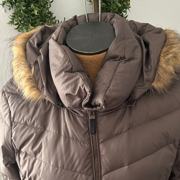 Marc New York Women's Brown Quilted Jacket with Faux‎ Fur Hood large - Picture 2 of 7